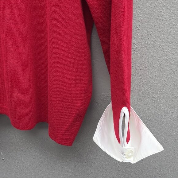 CJ Banks Sweater Womens 3X Red Collared V Neck Layered Look Pullover Mock Shirt - Picture 3 of 9